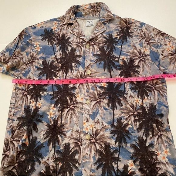 Zara palm tree button down tshirt size medium - Picture 4 of 6